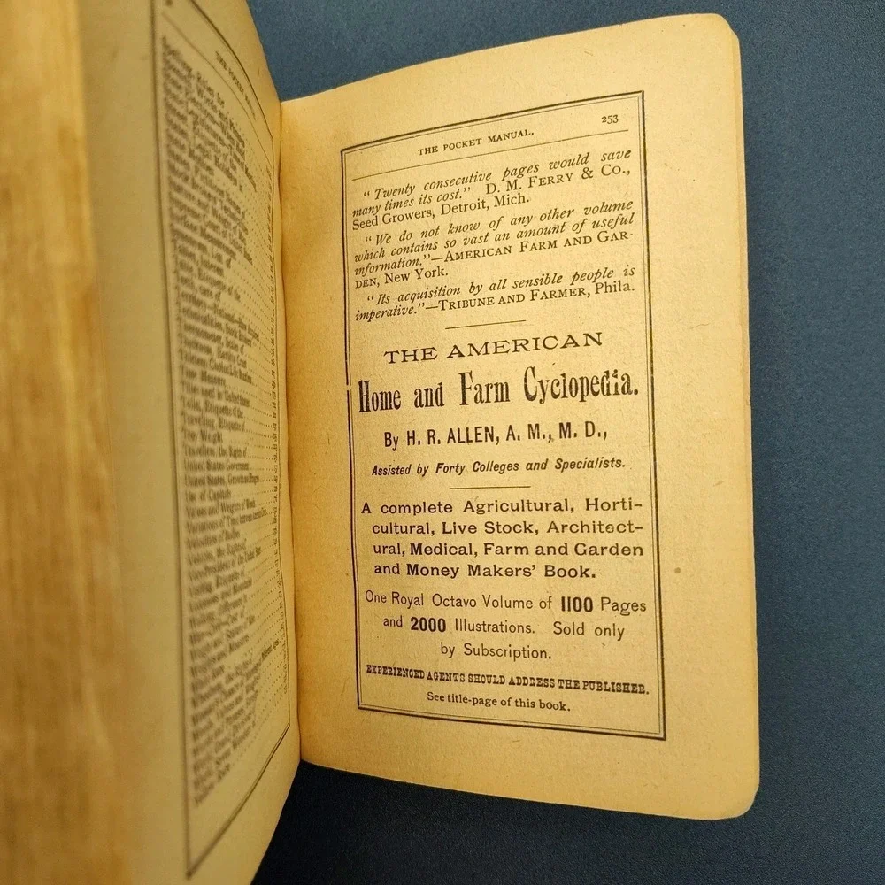 1890's Pocket Manual Ready Reference Book Rare VTG PAPERBACK SEE‎ BB33.1GU3303